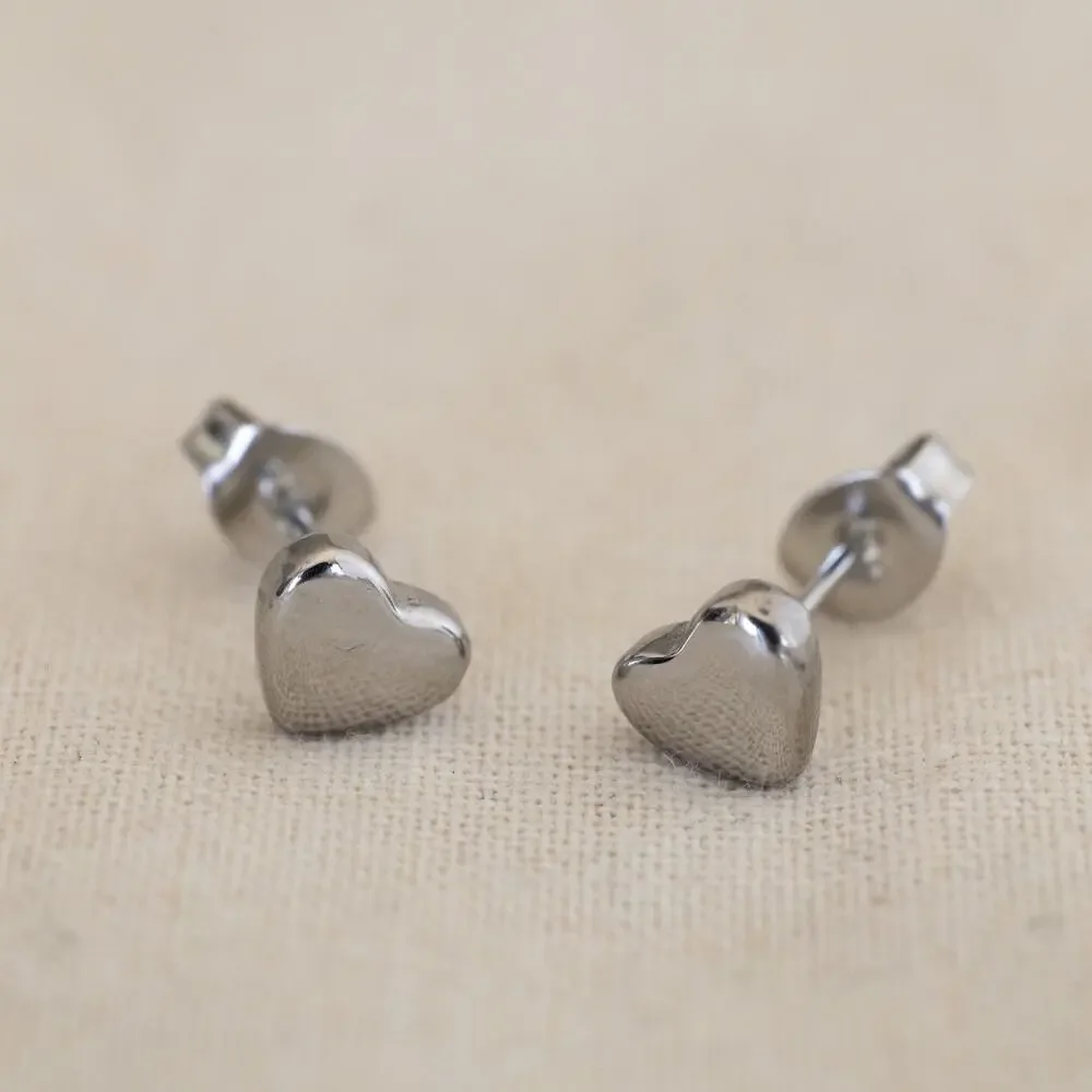 Y2k 2000s vintage Silver Heart Stud Earrings